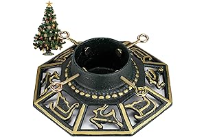 Vintage-Style Xmas Tree Stand for Real Live Trees - Cast Iron, Supports...