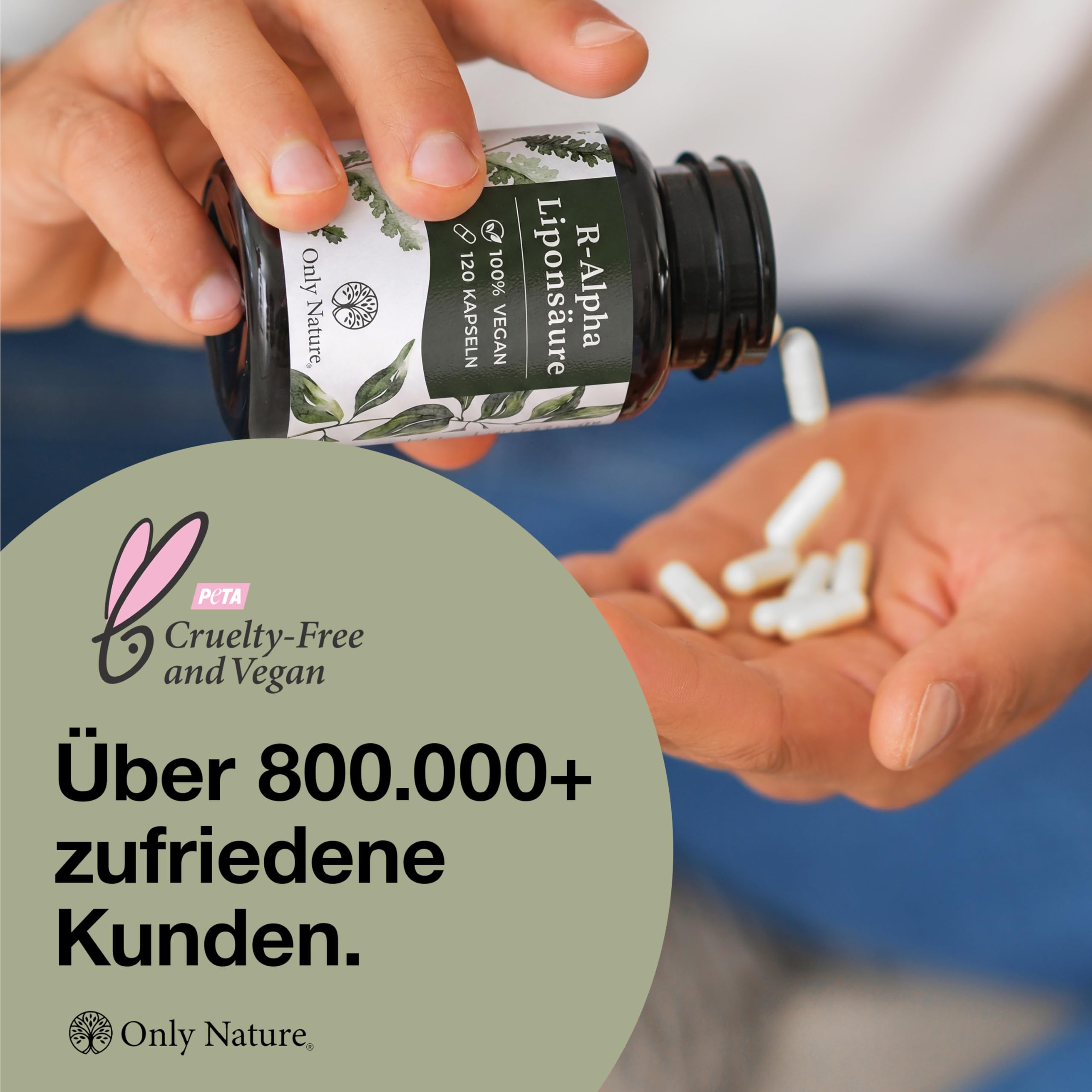 Only Nature® R Alpha Liponsäure 300mg - hochdosiert - 120 laborgeprüfte Kapseln - vegan - ohne Zusätze - in Deutschland produziert - R-Alpha-Liponsäure