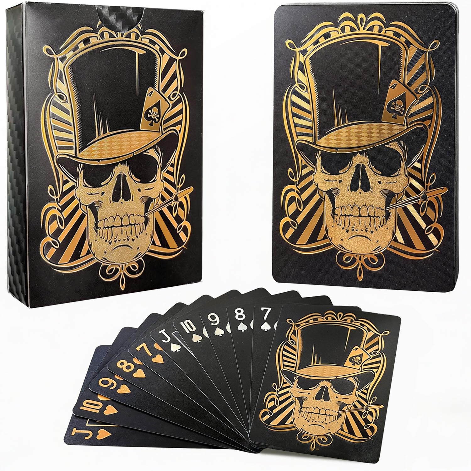 Hifireelf Playing Cards,Waterproof Plastic Skull Card Game for Adults,Spooky Deck of Cards for Poker Set, Durable Skull King Halloween Card Game,Halloween Playing Card for Parties & Family Fun