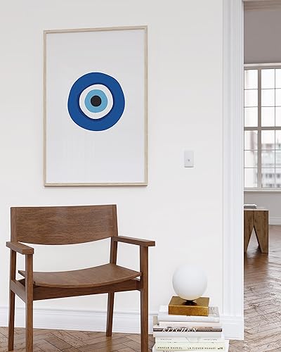 Vista 162 de HAUS AND HUES Evil Eye Decor - Navy Blue Wall Art, Evil Eye Wall Decor, Mykonos Artwork, Evil Eyes Print, Big Eyes Painting Print, Evil Eye Poster
