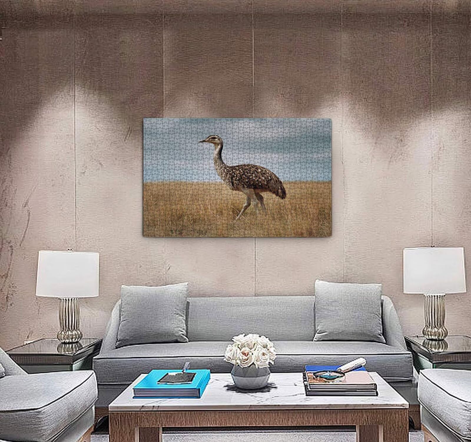 Puzzle 3000 Teile Erwachsene, StraußVogel Wiese Puzzle Herausfordernde Familie Aktivität Spiele, Geschicklichkeitsspiele Erwachsene, Herausfordernde Puzzles Geschenk für Freunde R2KH-865