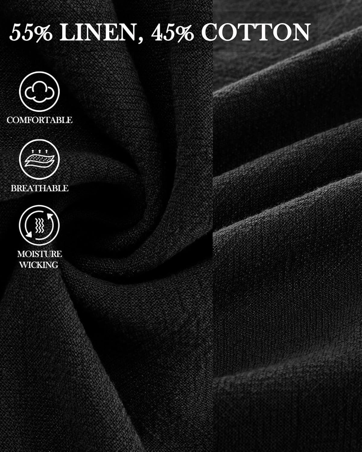 Neer 2 Pack Men's Big and Tall Linen Shorts, Casual Elastic Waist Beach Shorts Summer Drawstring Wears with Pockets - Image 5