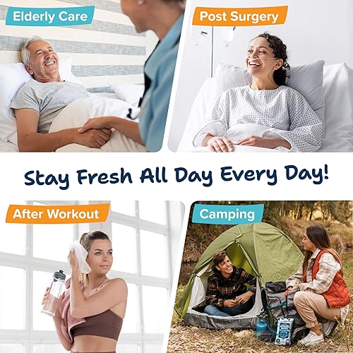 Miniatura 7 de Toallitas corporales para adultos, sin enjuague, 200 unidades XL, toallitas de viaje ultra gruesas para limpieza personal e higiene, cuidado de