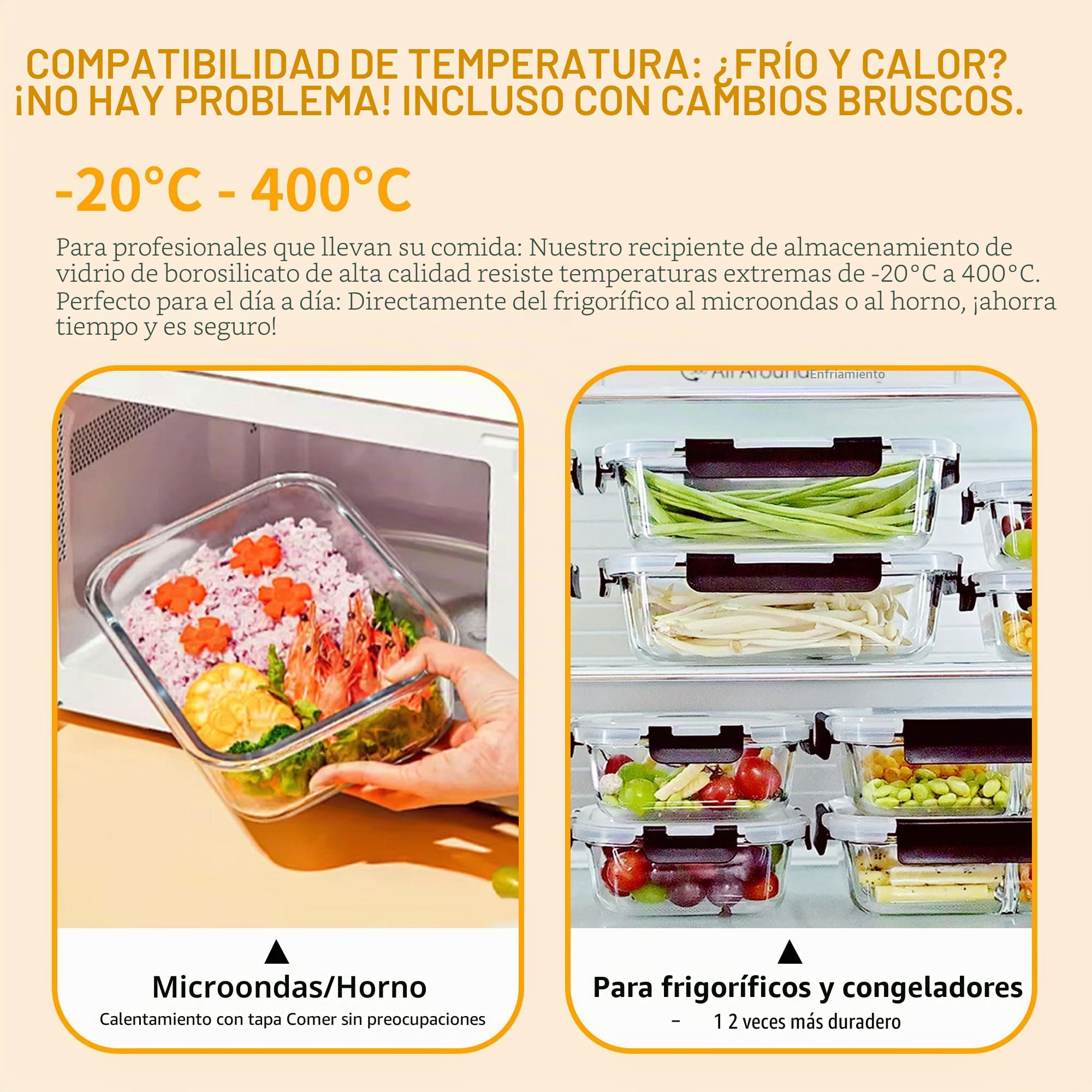 LNWSN Contenedores de Almacenamiento de Vidrio de 8 Piezas de 640 ml con Cierre a presión en los Cuatro Lados, contenedores Reutilizables Ideales para Picnics al Aire Libre