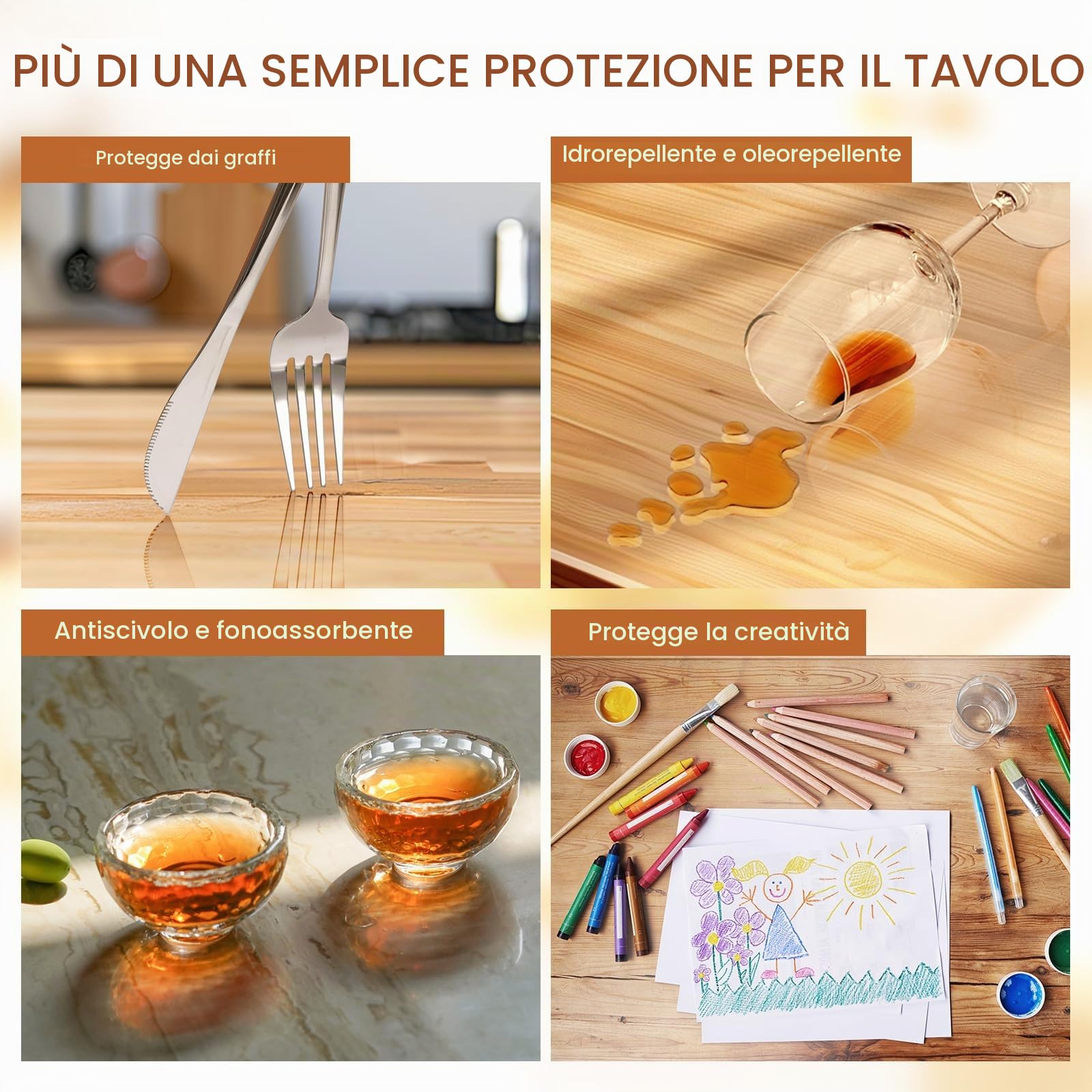 WOLTU Tovaglia PVC trasparente bordi smussati, Spessore 2 mm, 90 x 160 cm | Copritavolo rettangolare in PVC, impermeabile, ideale per cucina