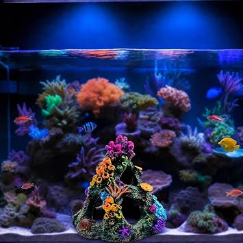 Fish Tank Decorations, Coral Reef Aquarium Decor Ornaments, 2 Aquarium Plants for Fish Tank Decoration Accessories