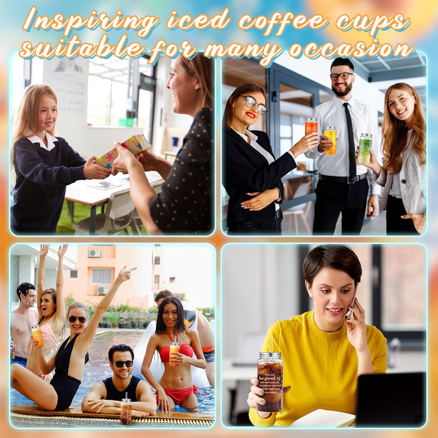 Pickmesh 24 Pcs Appreciation Gifts Bulk Thank You Plastic Cups for Staff 13.5 oz May You Proud of Tumblers with Lid Straw Gifts for Staff Coworker Teacher Nurse Office Supplies - Image 7