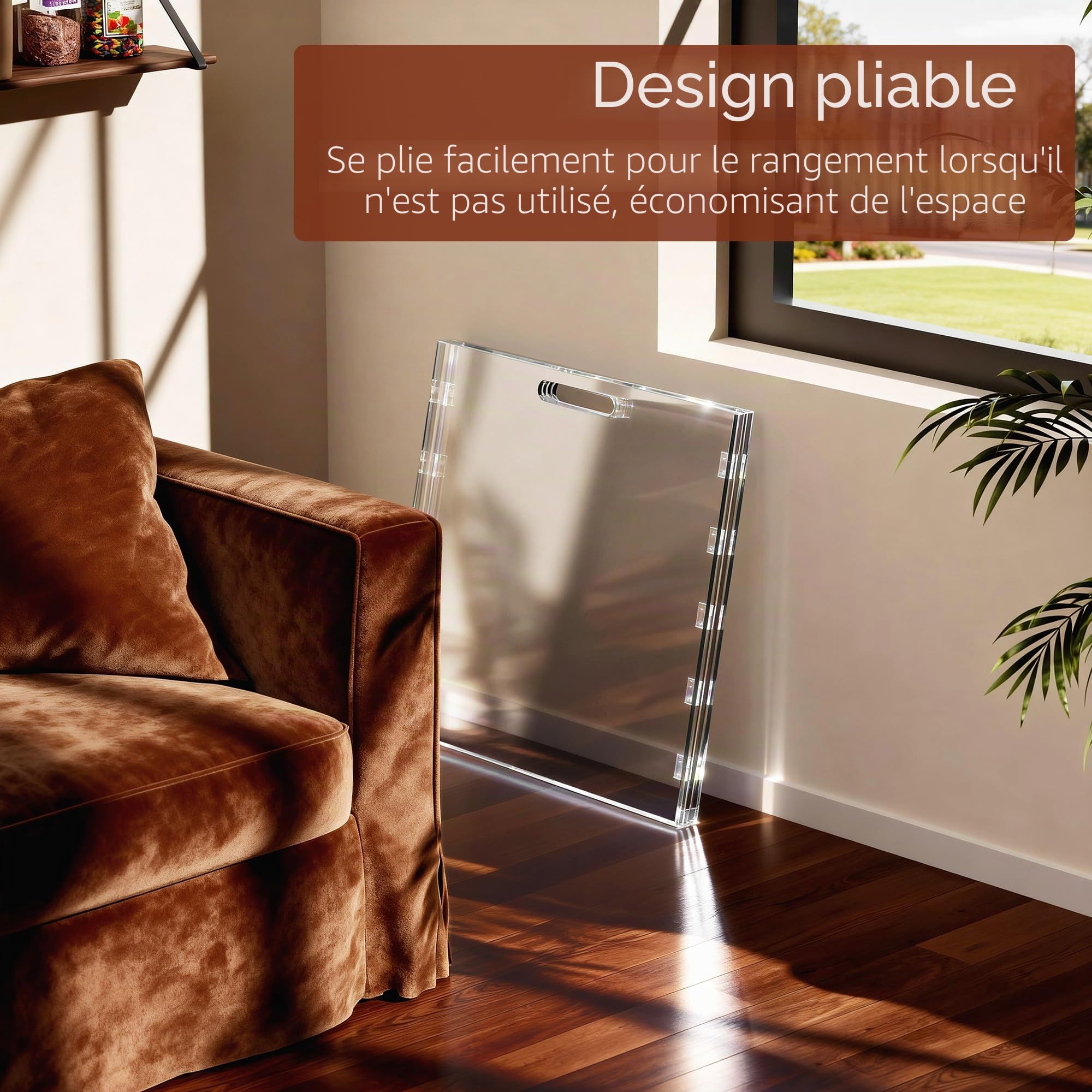 Barriere de Securite Chien en Acrylique, Barrière sans Perçage Escalier Extensible, d'escaliers et de Portes, Transparente (4 Panel)