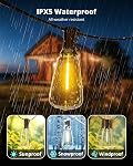 VIPAR Outdoor String Lights 60FT LED Patio Lights Waterproof with 28 Shatterproof ST38 Edison Bulbs Outside Hanging Light Dimmable Connectable for Porch, Deck, Garden, Backyard, Balcony, Decor, 2700K