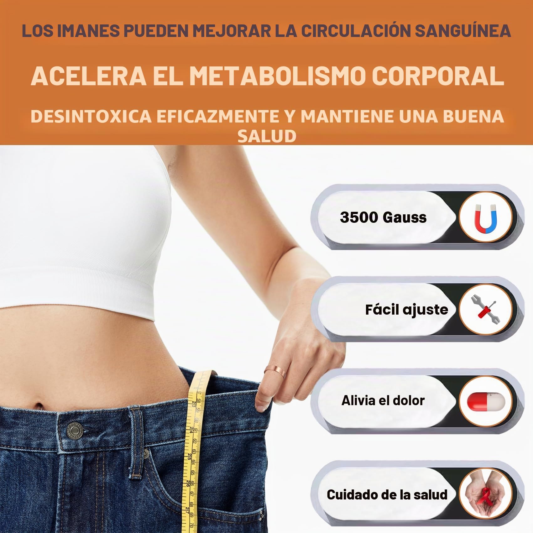 Anillos de cobre para artritis para mujer, anillos magnéticos de cobre puro, alivio del dolor con 4 imanes ajustables magnéticos para curación y salud