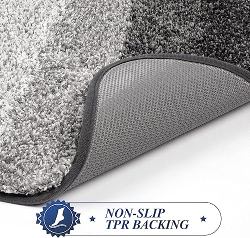 Miniatura 4 de Walensee - Tapete de baño antideslizante, absorbe el agua, de microfibra suave, peluda, lavable a máquina, para regadera, 20 x 32 pulgadas, gris