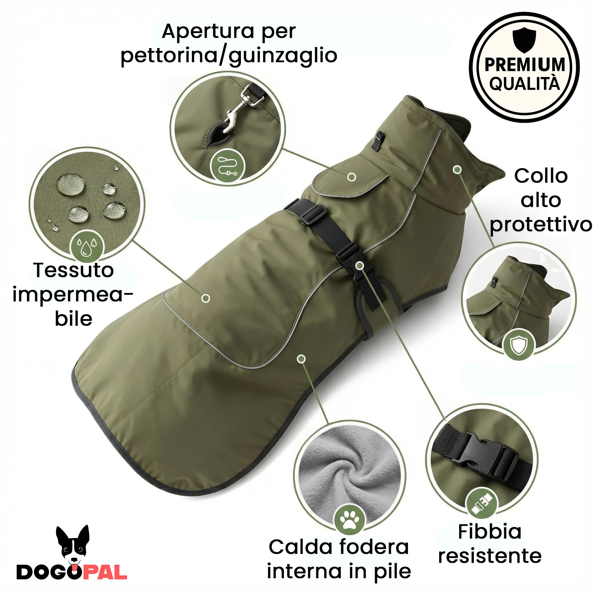 DOGOPAL Cappotto Cane Impermeabile - Giacca Antivento Riflettente con Fodera Calda, Cappottino Traspirante per Freddo Inverno, Adatto a Taglia Piccola, Media e Grande (40)