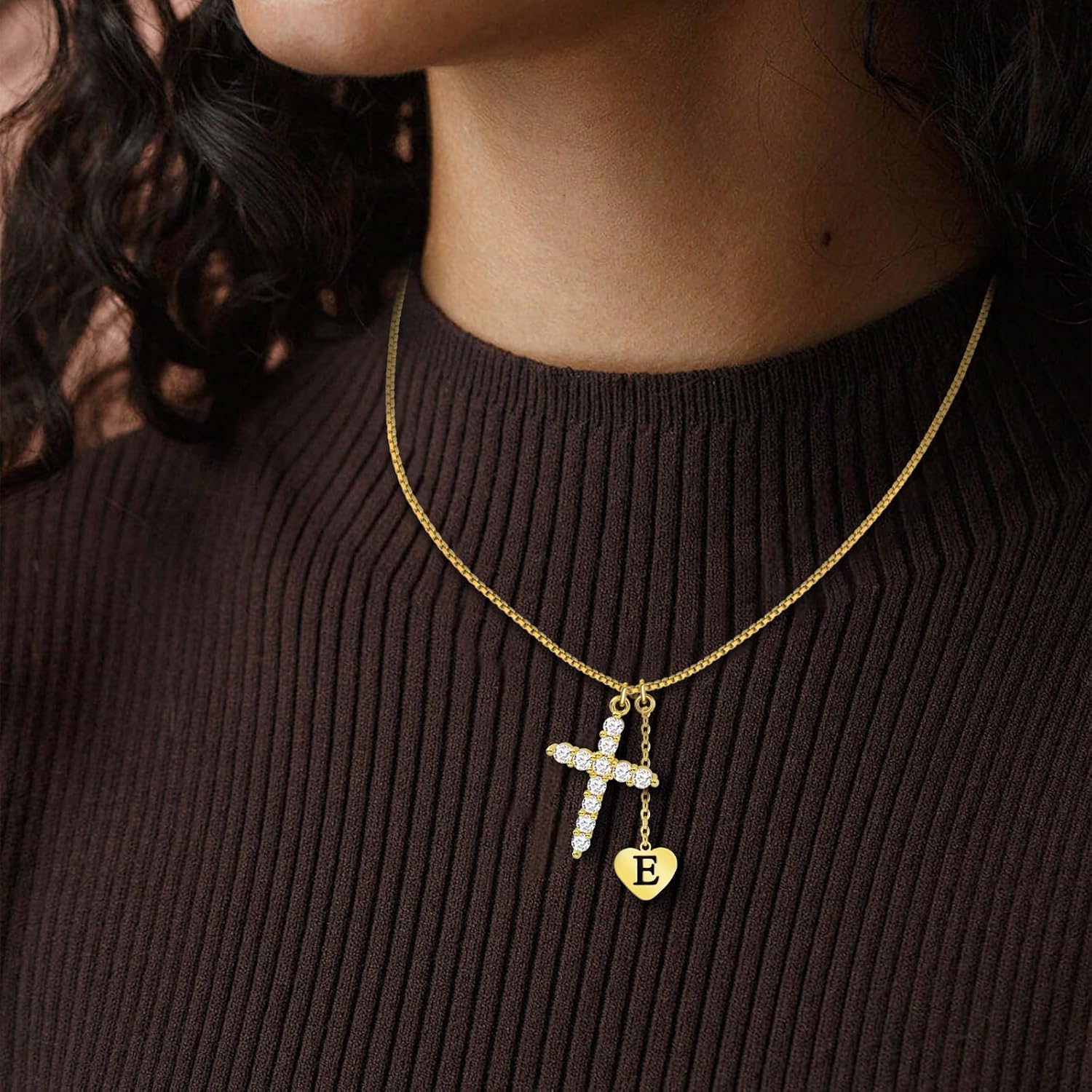 Initial Necklaces for Women Teen Girls 14K Gold - Diamond Cross Necklace with Letter A-Z Pendant for Mom Girlfriend Wife Daughter Niece, Personalized Jewelry Gifts for Birthday Graduation Valentine - Image 7