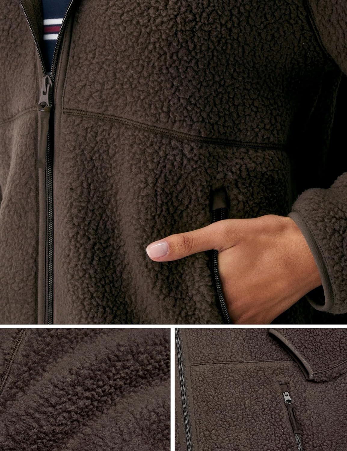 Fleece Jacket Women Full Zip up Sherpa Jackets Fuzzy Hooded Sweatshirts with Pockets 2025 - Image 4