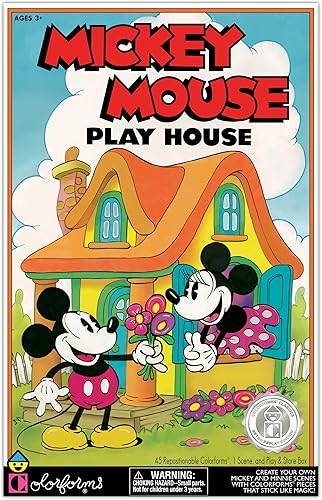 Colorforms  Casa de juegos retro de Mickey Mouse  Mickey y Minnie Mouse!  Las piezas se adhieren como por magia!  A partir de 3 años