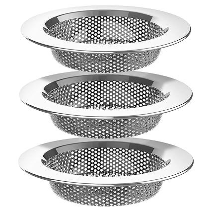 hyndrix Kitchen Sink Strainer, Stainless Steel Sink Drain Strainer, Dishwasher Safe Pack of - (3)