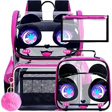 UFNDC 3PCS Clear Backpack for Girls and Boys, Unicorn Cat Transparent Bookbag, See Through School Bag for Kids Elementary