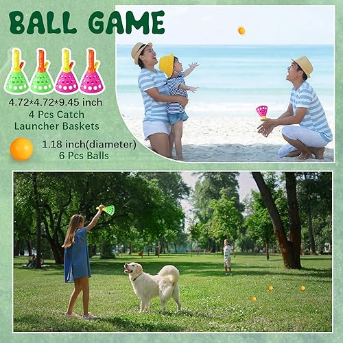 Miniatura 4 de Silipull Juego de 40 juegos de carnaval 4 en 1 para patio, juegos de pelota para atrapar, bolsas de frijoles, conos, juegos de interiores al aire
