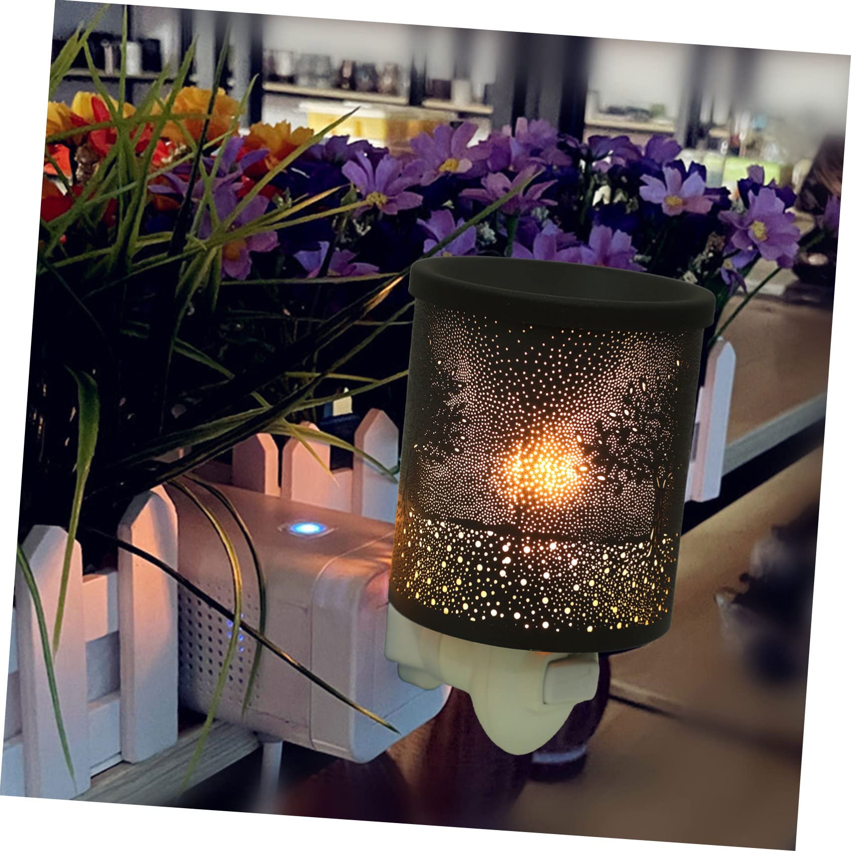 Cabilock Aroma Oil Burner Electric Scented Wax Burner Wax Melting Burner Candle Wax Warmer Electric Candle Warmer Electric Wax Burner Wrought Iron Office Aroma Lamps Aromatherapy