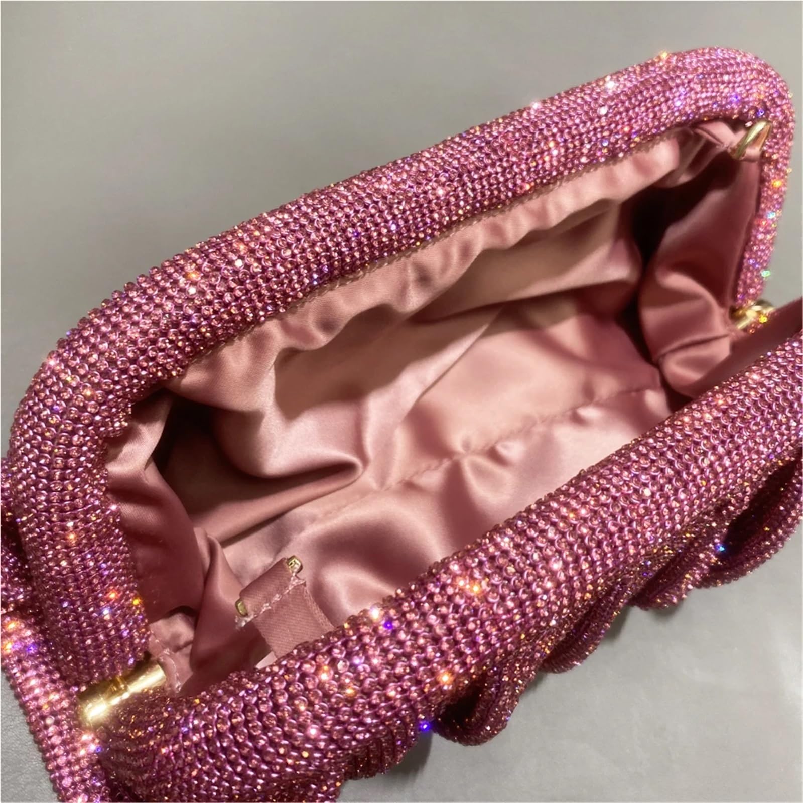 FJOADNVM Strasssteinen Tasche Funkelnde Strass-Handgemachte Abendkupplung Faltbare Handtasche Designer Hochzeitsfeier(Sky Blue)