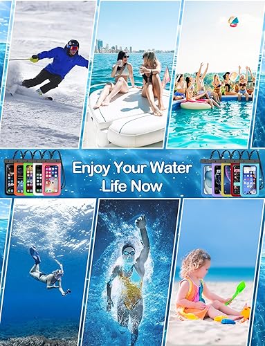 Vista 2 de Paquete de 4 bolsas impermeables universales multicolor de hasta 8.3 pulgadas, bolsa seca para teléfono grande, nivel de protección: IP68, deportes