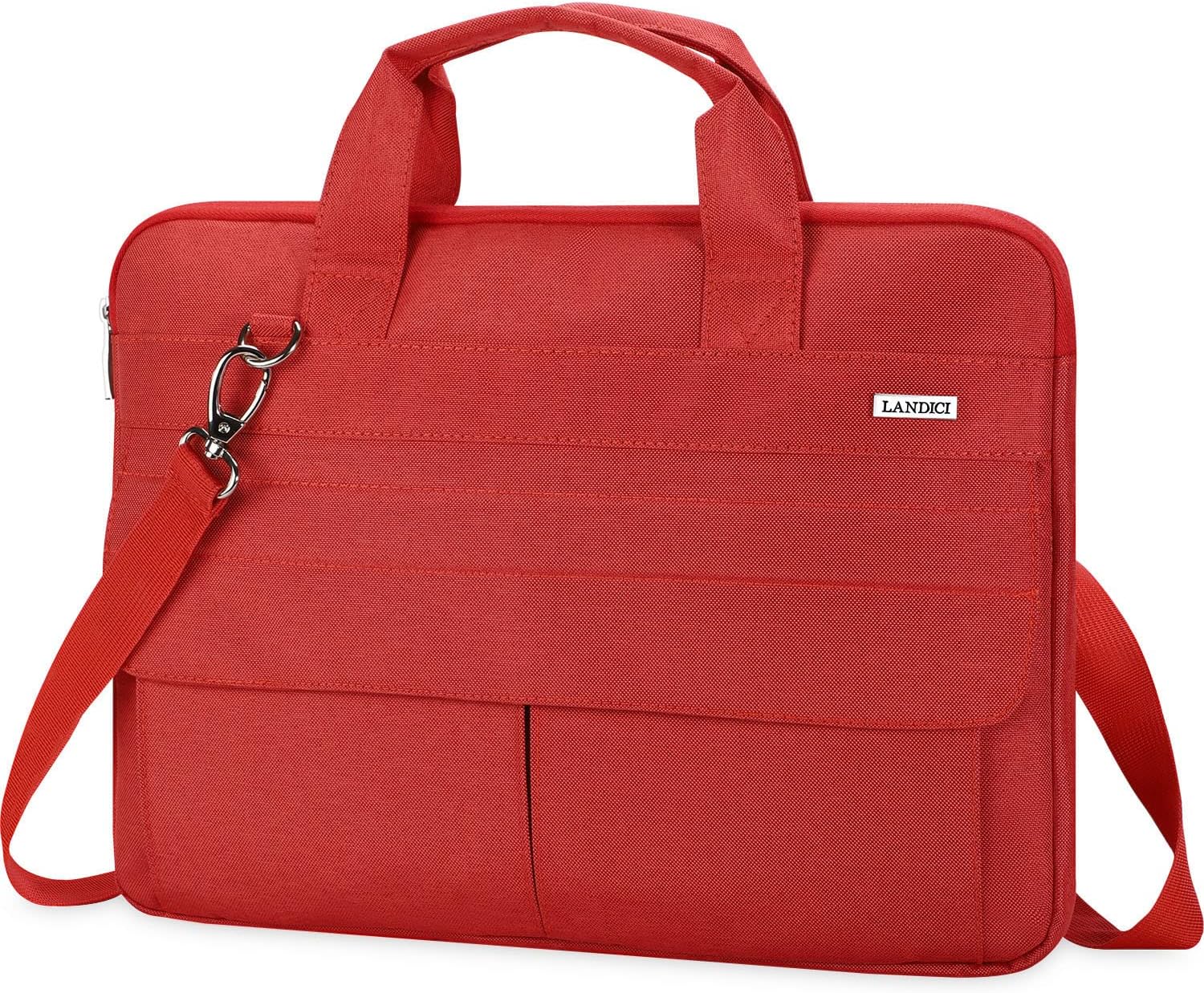 LANDICI Laptop Bag Carrying Case 15.6 Inch with Shoulder Strap, Slim Waterproof Computer Sleeve Cover Compatible with MacBook Pro 15/16, 15-16 Inch HP Acer Dell Lenovo ASUS Laptop, Women, Wine Red