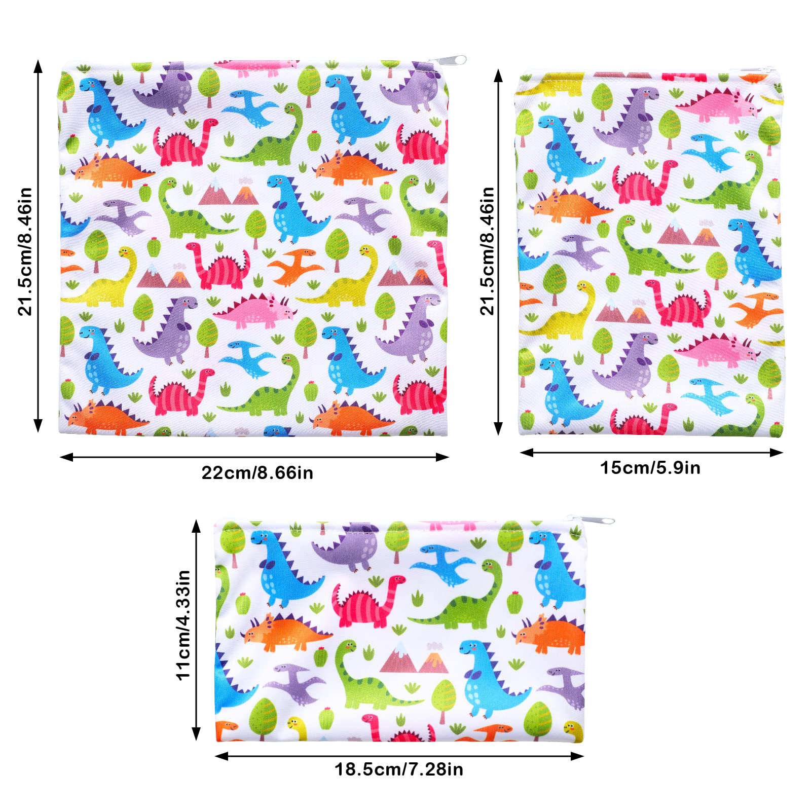 5 Pieces Reusable Snack Bags for Kids Sandwich Bags Washable Food Safe Lunch Bags Snack Pouch with Zipper for Students Adults Store Preserves, with 2 Large 2 Medium and 1 Small Bags - Image 2