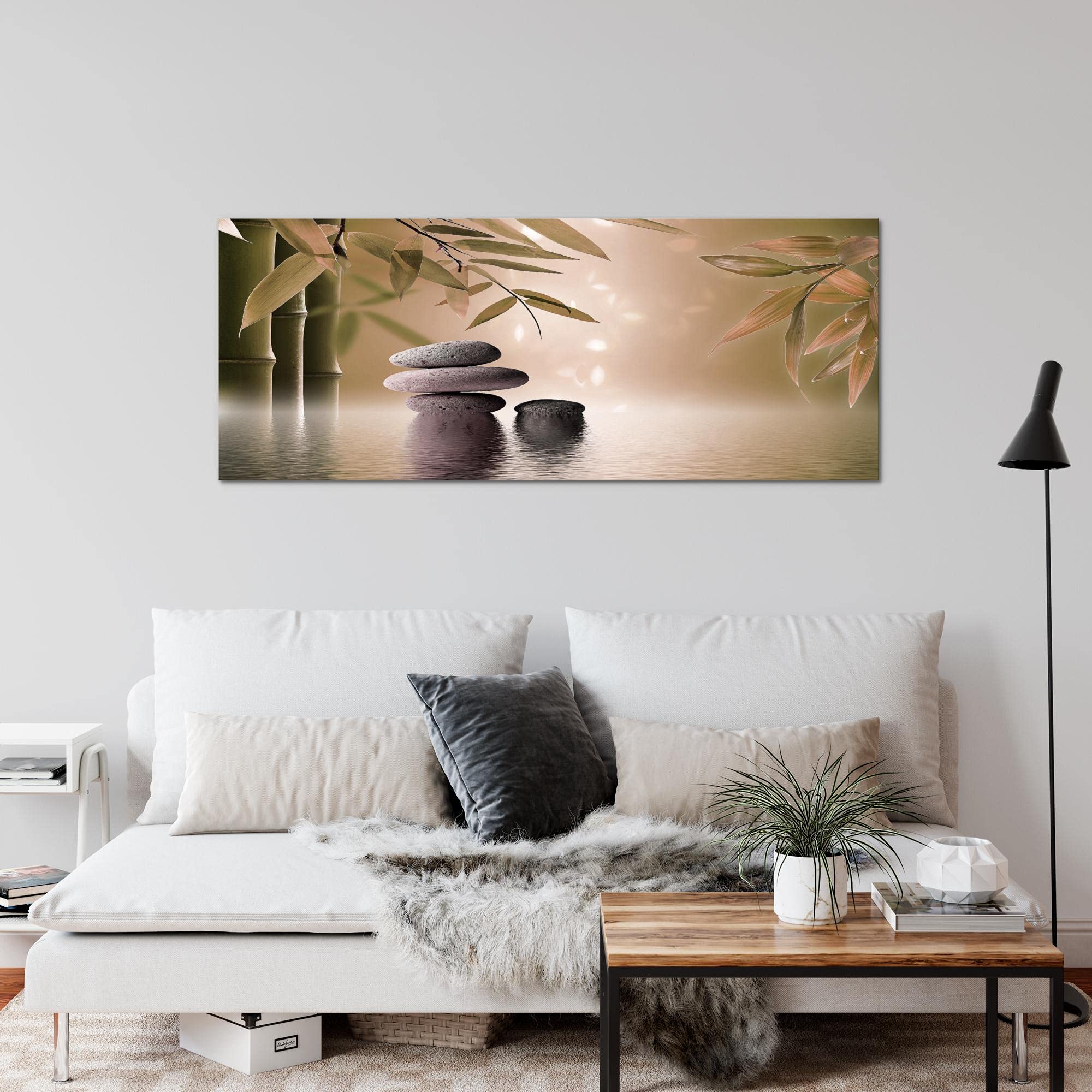 Quadro Murale Spiaggia E Pietre - 120x40cm, Tela Non Tessuta, Beige - Foto 8