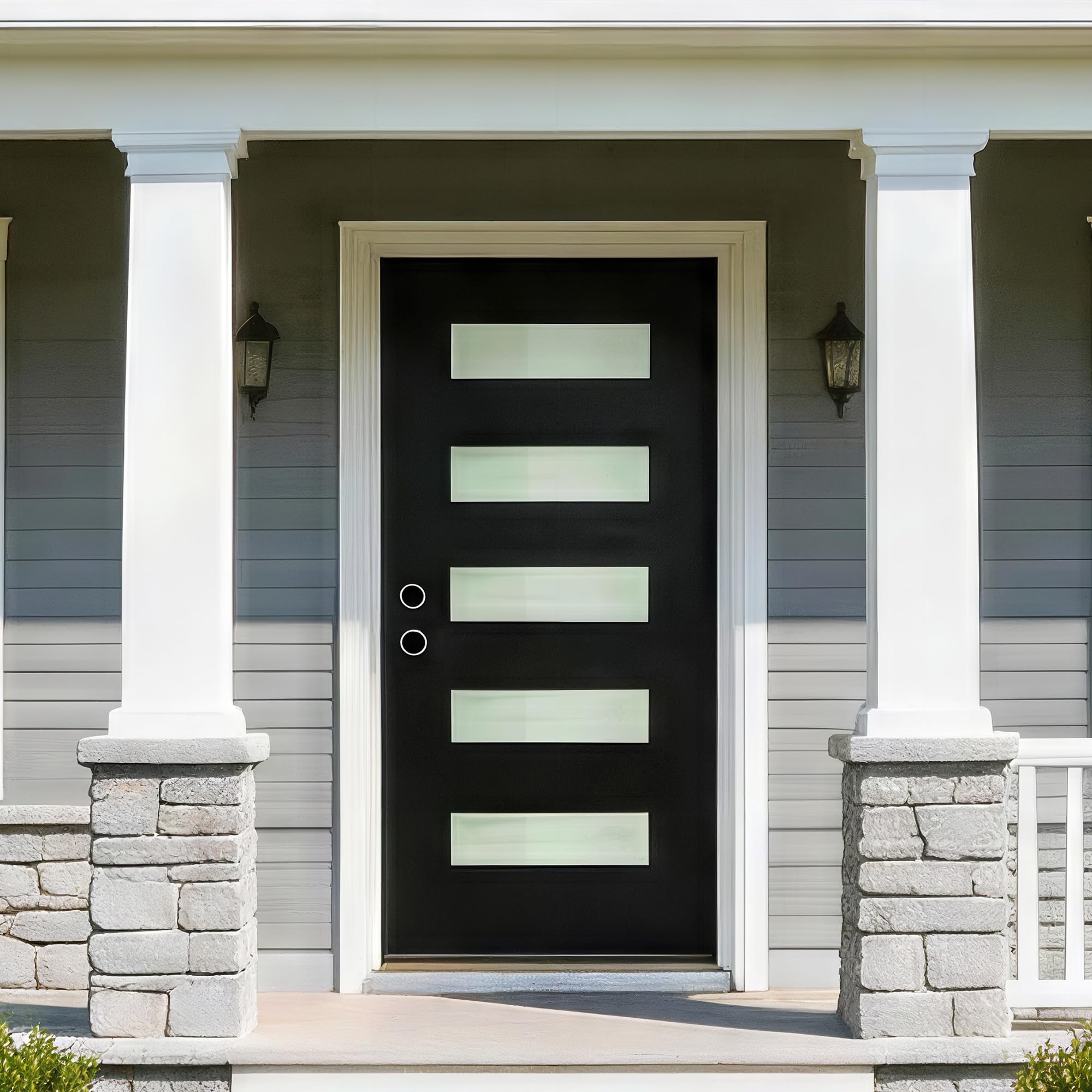 Runave 36x80 Black 5-Lite Entry Door Right Hand Inswing