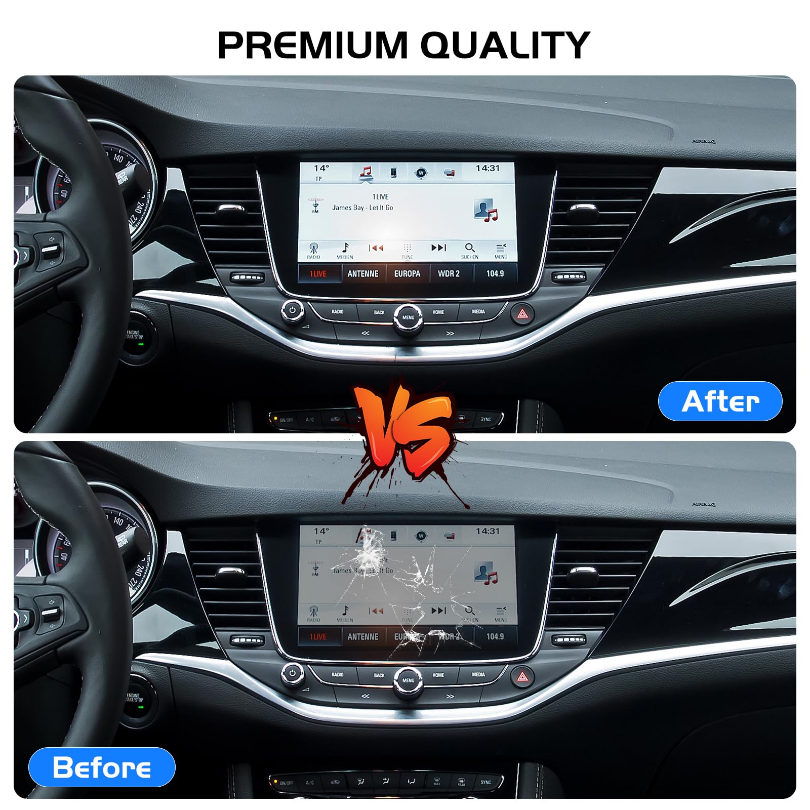 Pantalla táctil LCD de reemplazo Uconnect de 8 Pulgadas para Opel Vauxhall Astra K Radio Navigation Reemplazar OEM # LQ080Y5DZ06 LQ080Y5DZ10