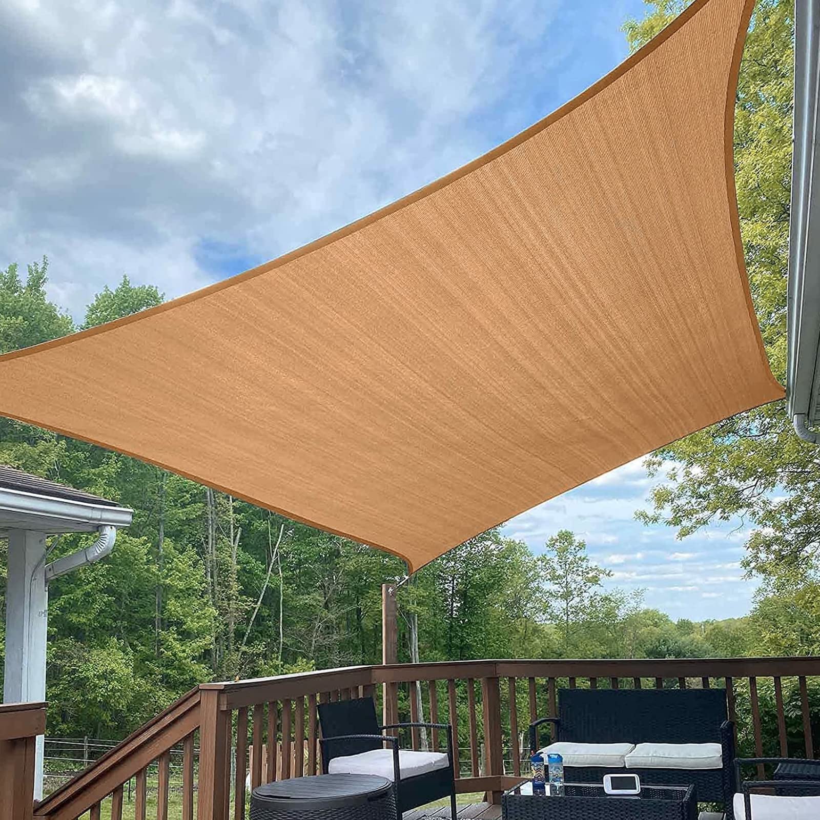 Tenda Parasole con Corde di Fissaggio, Vela Ombreggiante in HDPE 185 G/M² Traspirante Permeabile Tenda A Vela Protezione Solare Schermo UV 95% Giardino Esterni Patio Pergola Cortile,6.5'x10'