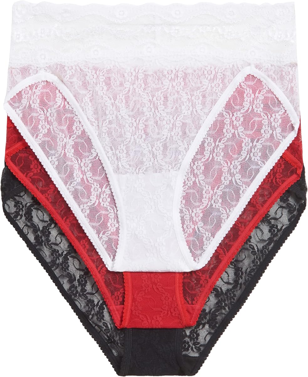 Pack de 3 braguitas de pierna alta con encaje Kiss para mujer