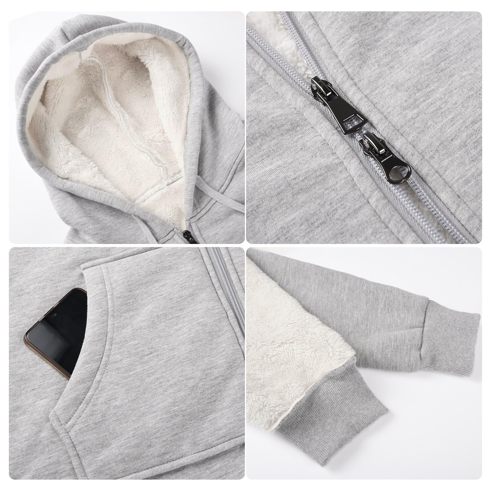 Yusongirl Sweat à capuche zippé pour femme - Veste polaire longue et chaude - Tunique à capuche pour femme - Manteaux d'hiver avec poches