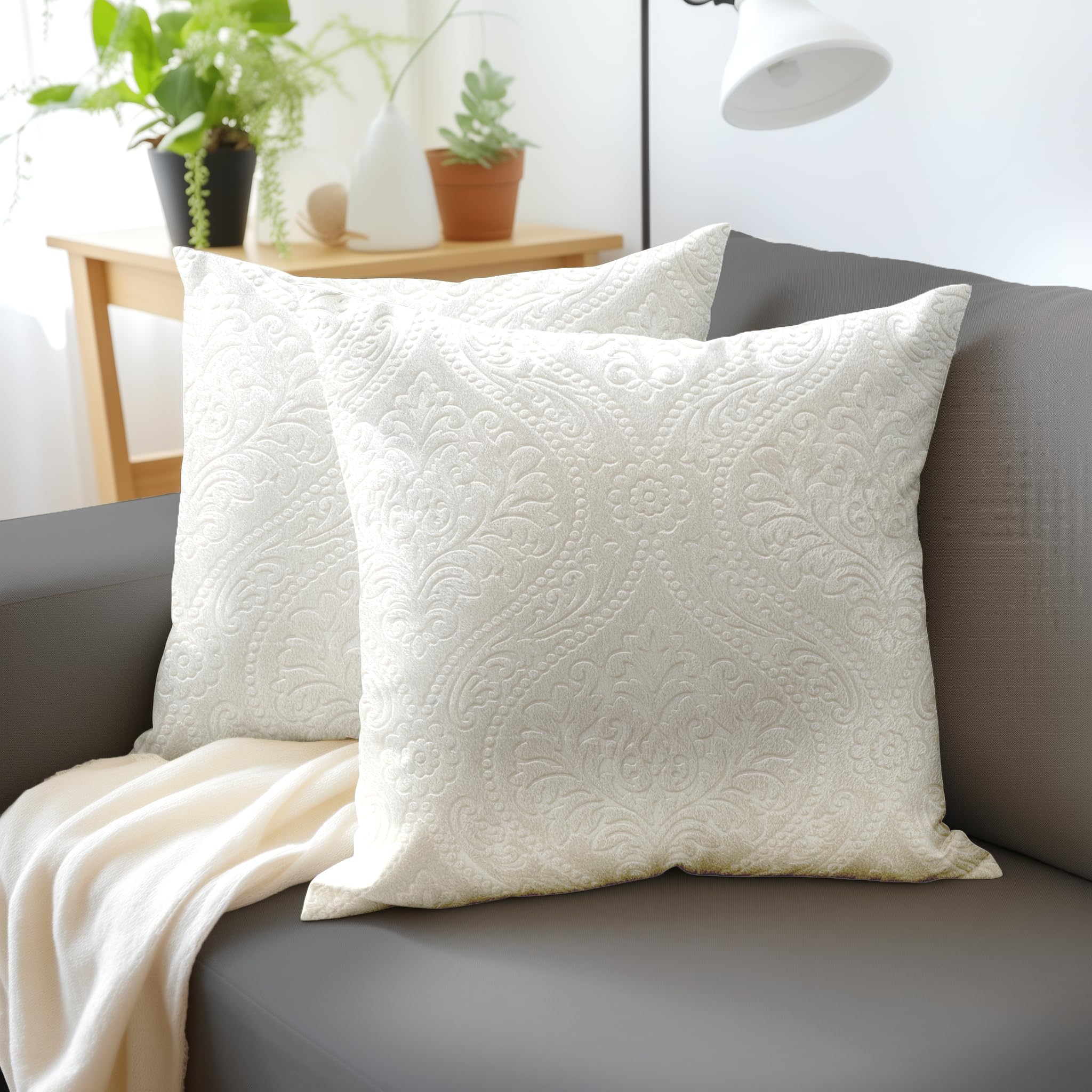 Encasa XO Luxury Embossed Velvet Cushion Covers, Plush Throw Pillow Covers For Elegant Living Rooms & Bedrooms