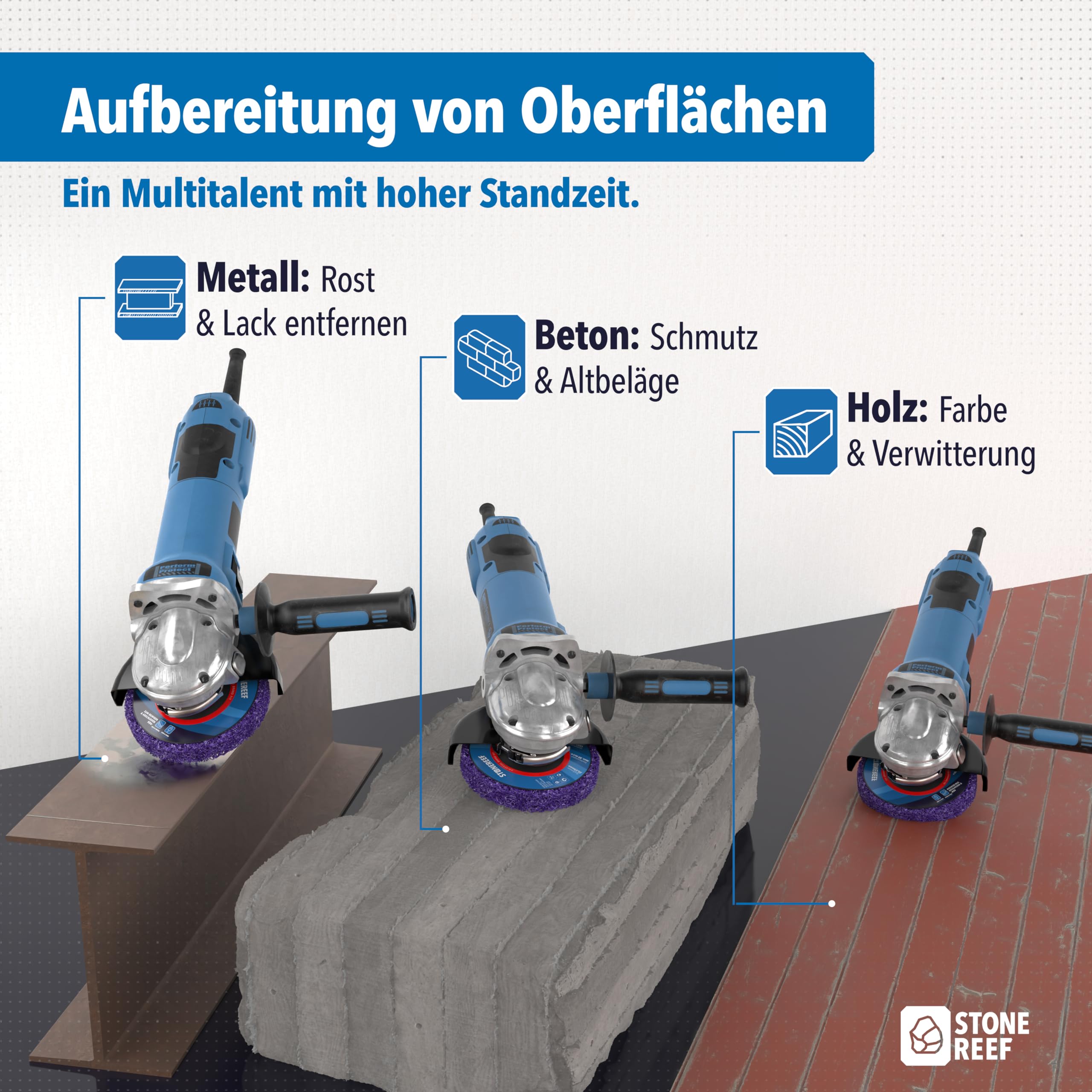 Reinigungsscheibe 5er-Set [125x2,0x22,23mm] CSD Winkelschleifer Reinigungsscheibe - Schruppscheiben zum Reinigen, Rostentferner Scheibe, Grobreinigungsscheibe, Metall Schleifer & Autoarbeiten