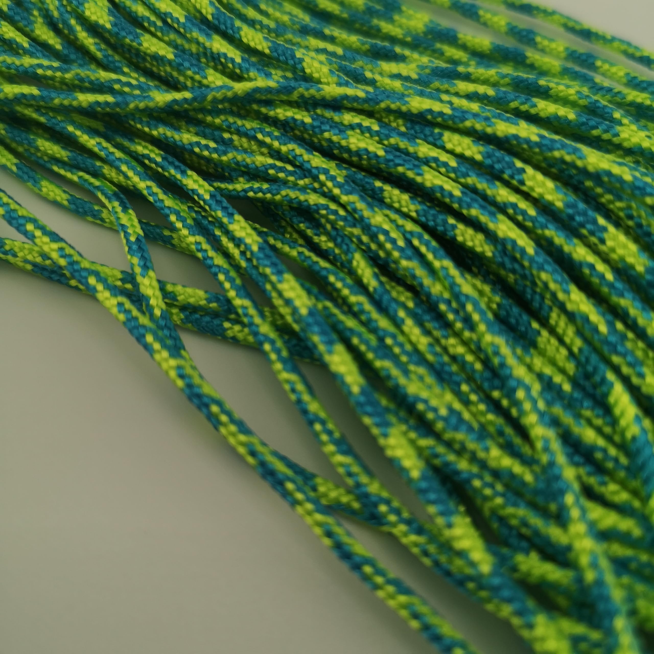 2mm Paracord Rope – Durable Nylon Cord for Crafts & Outdoor Gear - For Hiking, Camping, Tent, Crafting, DIY, Bushcraft, Lanyard, DIY (Aqua/Yellow, 10 meters)