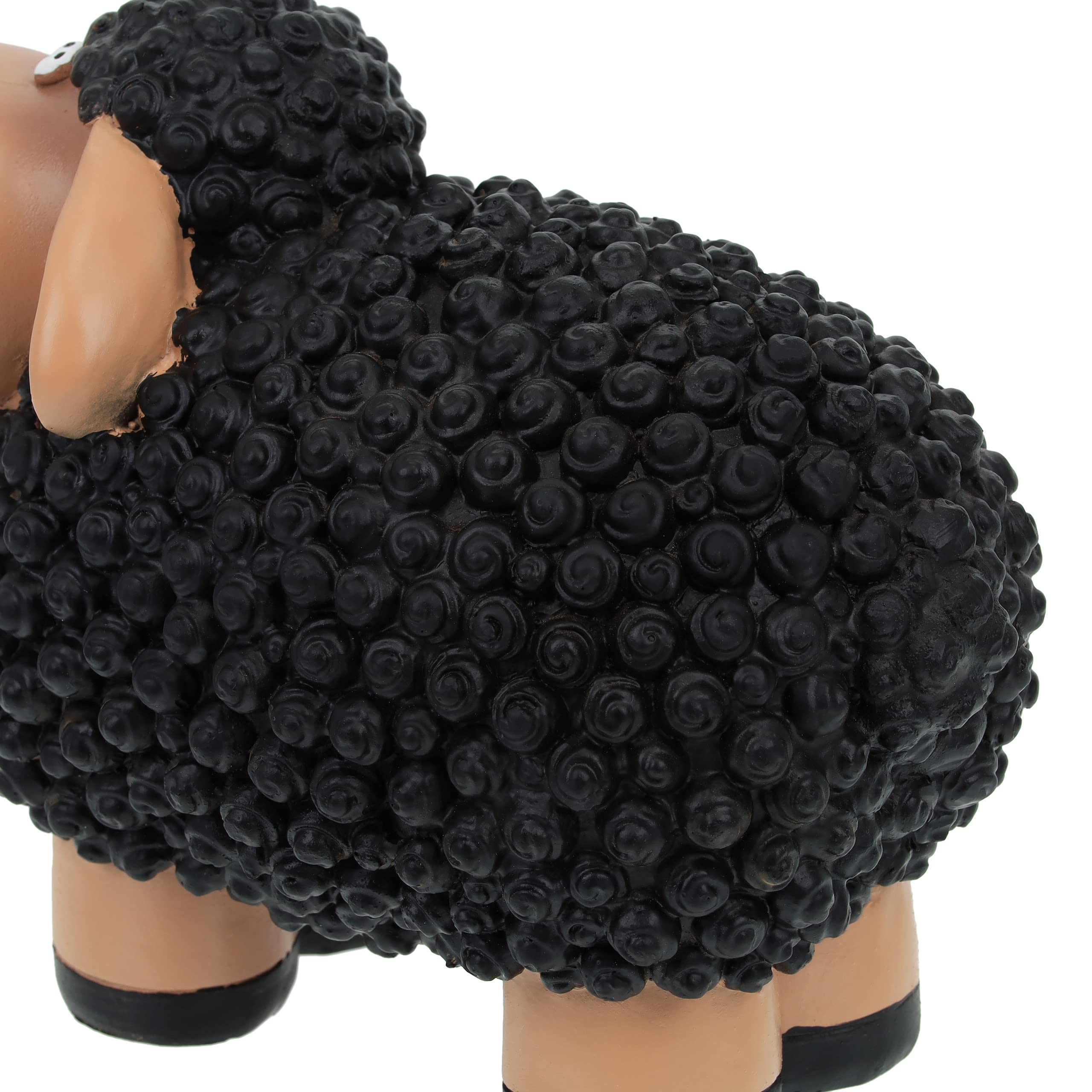 Relaxdays Figura Decorativa Oveja, Decoración Terraza Resistente, Exterior, 16x21x12,5 cm, Polirresina, Marrón y Negro