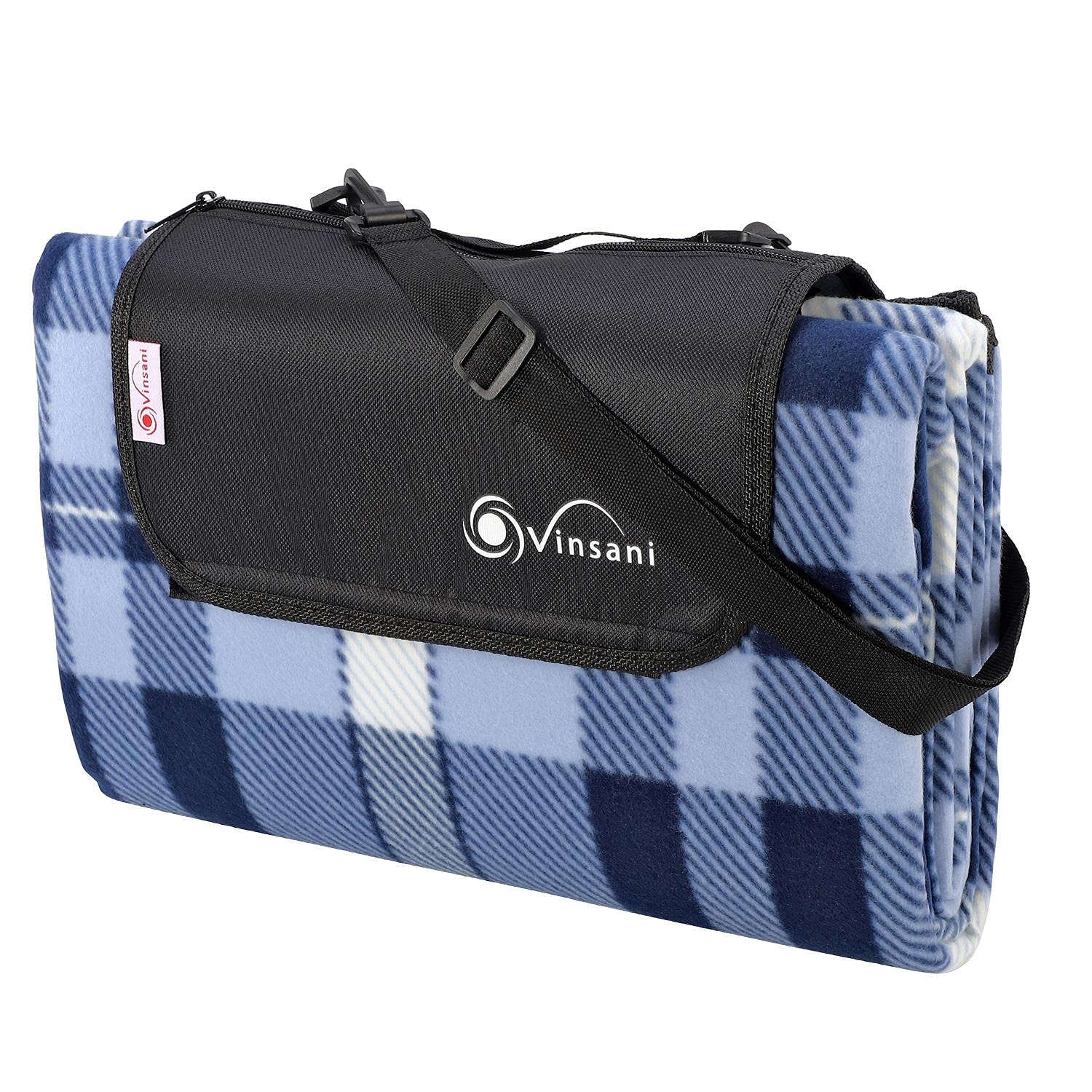Vinsani Foldable Picnic Blanket 200 x 180 cm - Anti-Slip, Durable Waterproof & Sand Proof Outdoor Rug Mat for Camping, Beach, Hiking, Park & Garden, Easy to Carry, Machine Washable | Checkered