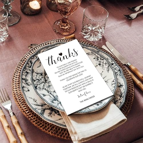 Miniatura 5 de 50 tarjetas de agradecimiento para recepción de boda, boda, boda, cena de ensayo, letrero de mesa de agradecimiento para centro de mesa,