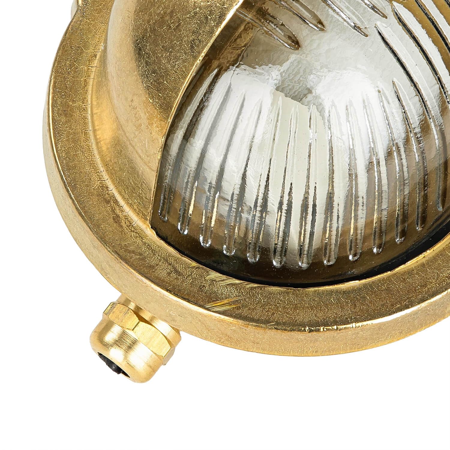 Lampada da parete esterna Skiathos in ottone E27 IP64, resistente alla ruggine in vetro scanalato stile marittimo ideale per casa, terrazzo