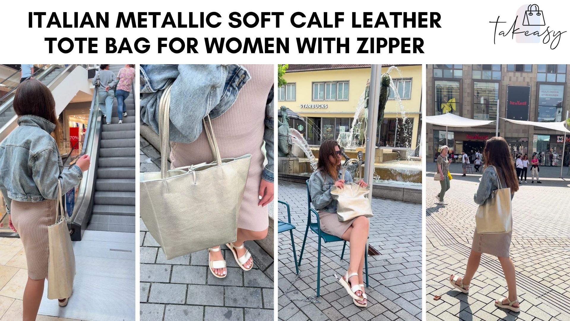 Bolso Tote de Cuero Italiano para Mujer, Grande miniatura 7