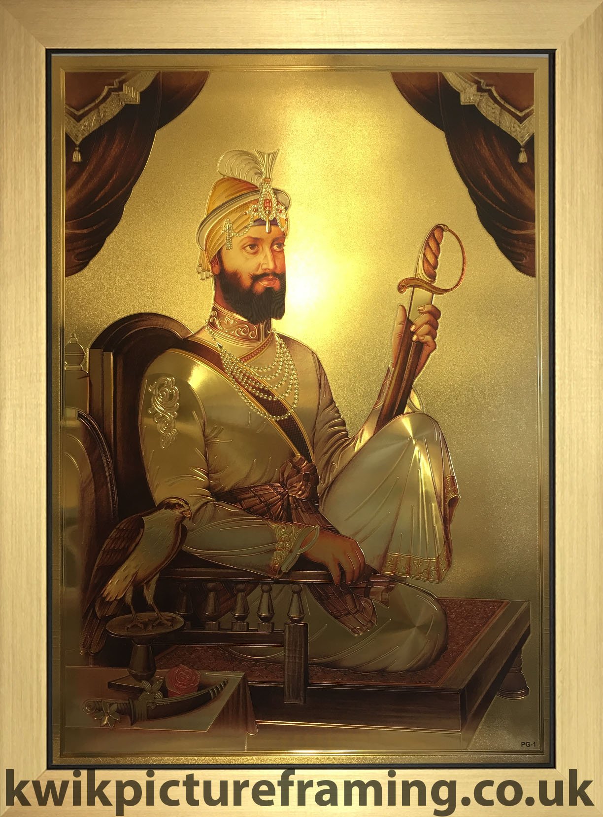 Kwik Picture Framing Ltd Gold Guru Gobind Singh Ji Khalsa Panth In Size - 12 X 8 | Frame