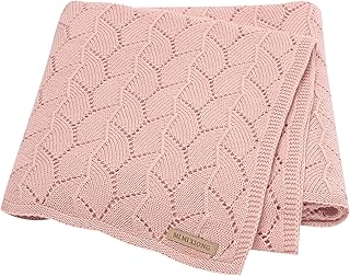 LAWKUL Cellular Blanket Baby 100% Cotton Knitted Soft Knit Crochet Blankets for Newborn Boy Girls Toddler 100x80cm Pink