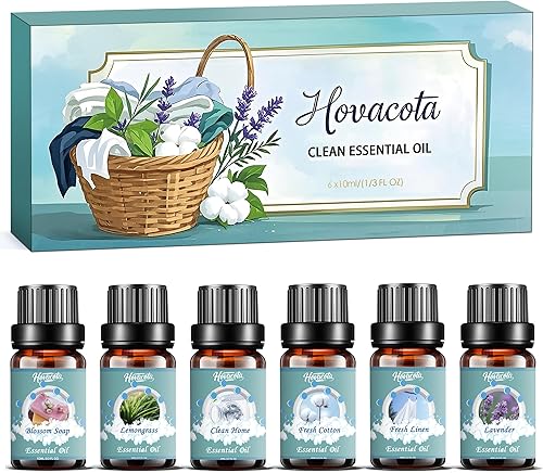 Juego de aceites esenciales para lavandería, aceites difusores para el hogar, mezclas de aromas de fragancia limpia para humidificadores,