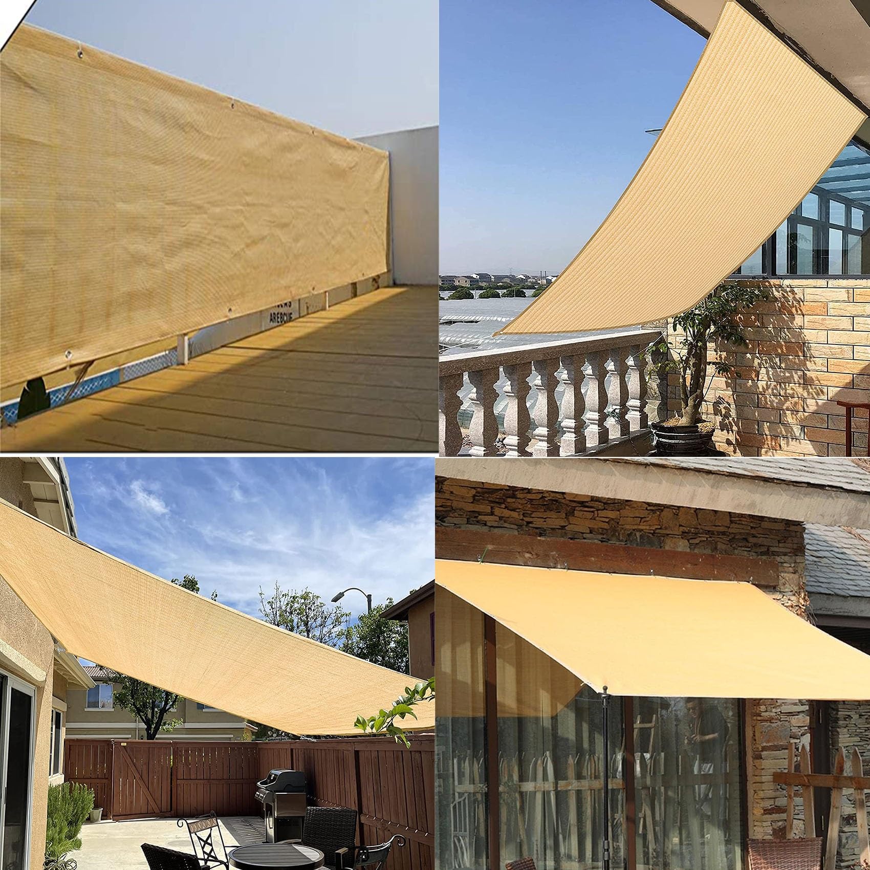 Osłona ekranu prywatności balkonu 55 x 600 cm Ekran ogrodzenia ogrodu Ekrany ochronne na patio przed promieniowaniem UV na balkon i patio osłona, Kolor kremowy