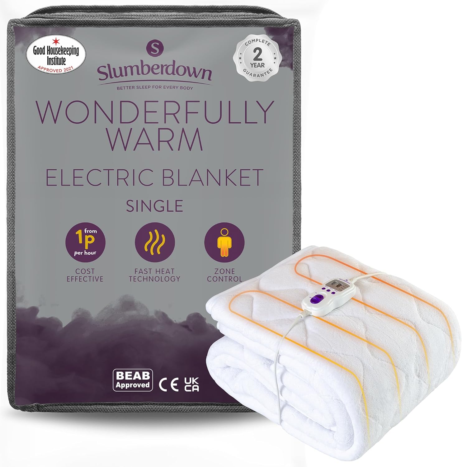 Slumberdown Wonderfully Warm Electric Blanket Single Dual Control 9