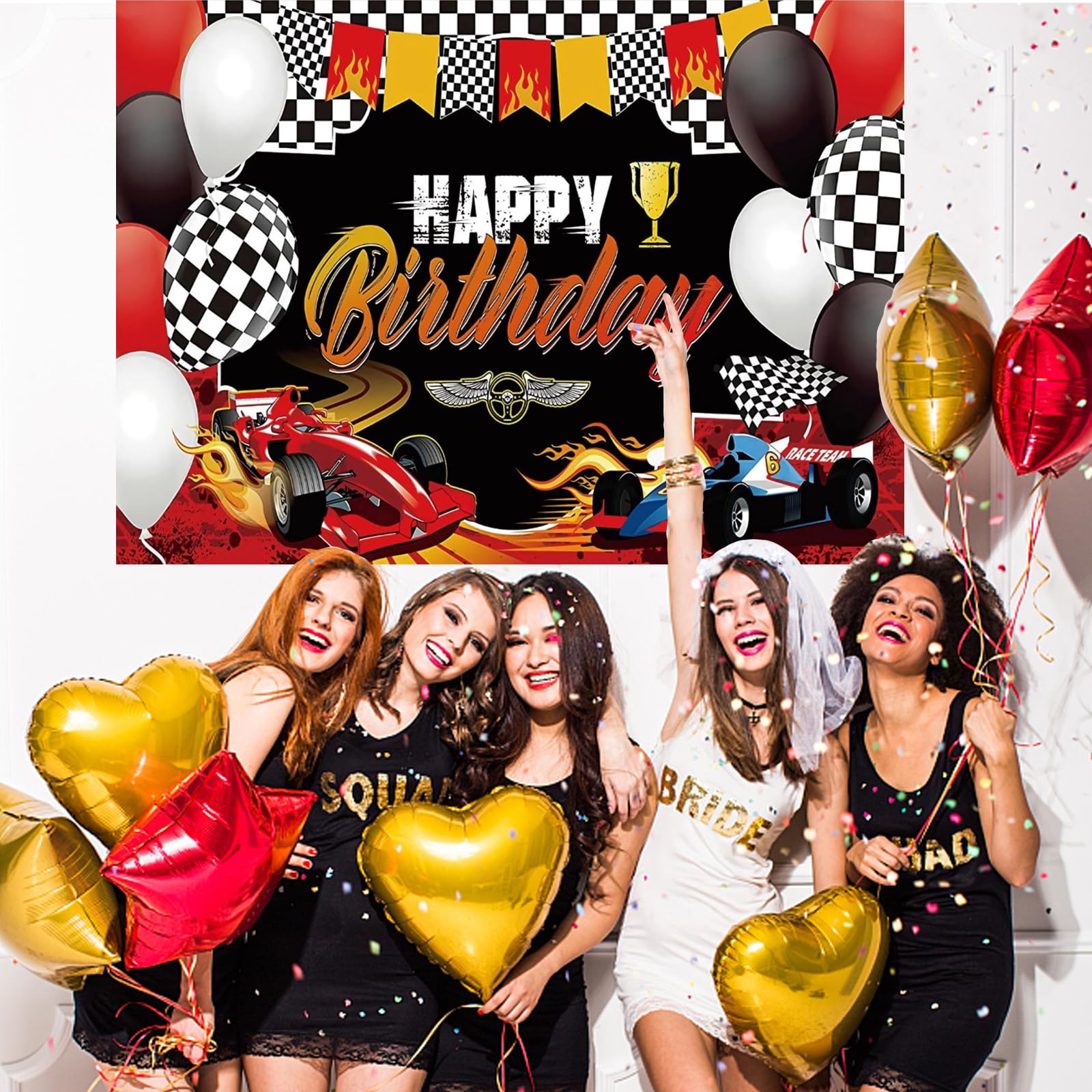 Car Backdrop Racing Birthday Decorations For Men Boys, Red/Blue Race Cars Fast Happy Birthday Background Banner Racing Theme Party Supplies For Indoor - View #5