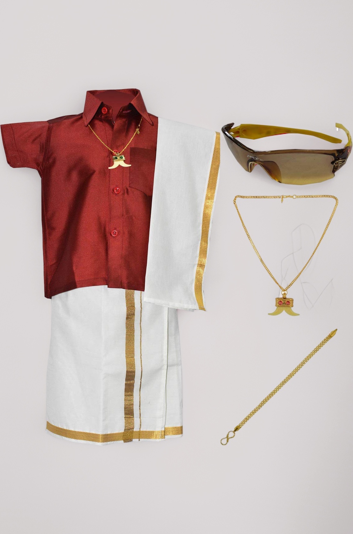 Boys Traditional Dhoti & Shirts SET WITH ACCESSORIES (XU-0TCY-UP67)