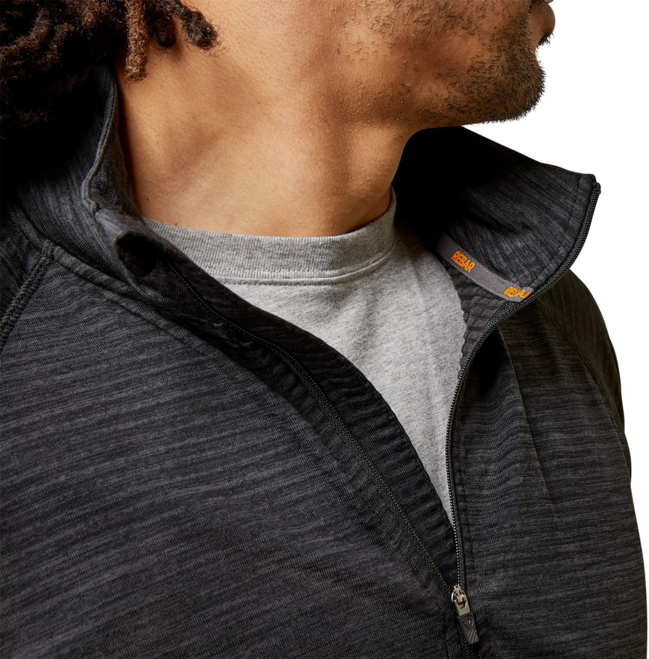 ARIAT Men's Rebar Gridwork Baselayer 1/4 Zip T-Shirt - Black, Large