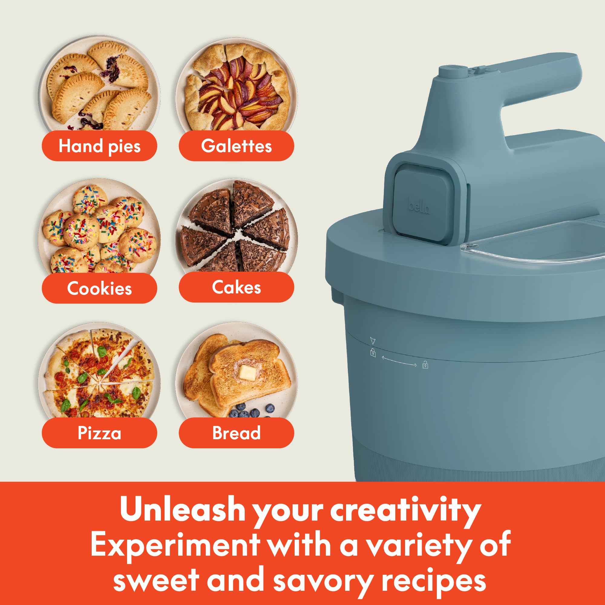 bella 3.5 Qt Hand & Stand Mixer, 2 in 1 Electric Mixer with Bowl, Surf view 5